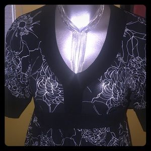 Classic black and white v neck dress